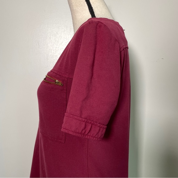 J Crew Burgundy Crew Neck Short Sleeve Sheath Mini Dress 4 - Picture 8 of 12